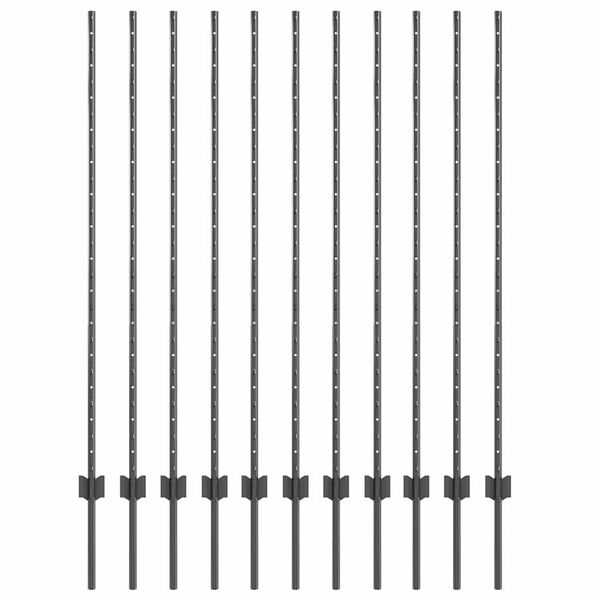 vidaXL Poteau de cl&ocirc;ture. 11 pcs Gris 140 cm Acier