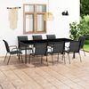 vidaXL Ensemble &agrave; manger d'ext&eacute;rieur 9 pcs Acier Noir