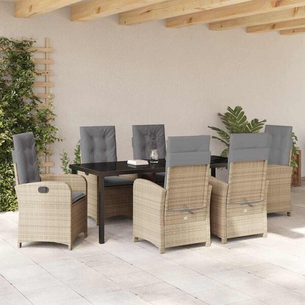 vidaXL Ensemble de salle &agrave; manger pour jardin 7 pcs Beige polyrotin