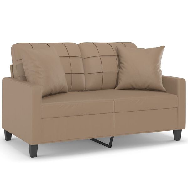 vidaXL Canap&eacute; 2 places avec oreillers cappuccino 120 cm similicuir