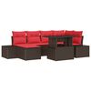 vidaXL Ensemble de canap&eacute; de jardin 7 pc Marron et rouge polyrotin