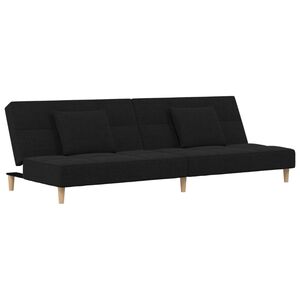 vidaXL Canap&eacute;-lit &agrave; 2 places avec deux oreillers noir tissu