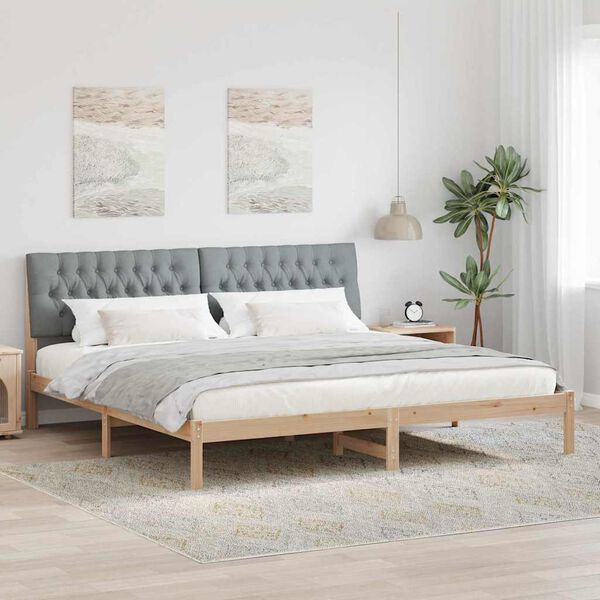 vidaXL Cadre de lit avec t&ecirc;te de lit rembourr&eacute;e Marron 200 x 200 cm