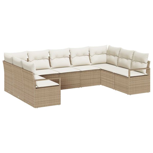 vidaXL Ensemble de Canap&eacute;s avec coussin 9 pcs Beige polyrotin
