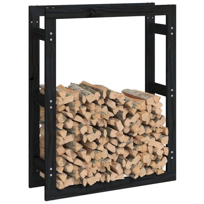 vidaXL Support pour bois de chauffage Noir 80x25x100 cm Bois de pin