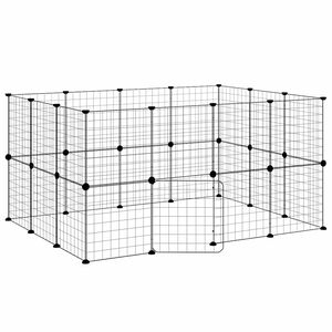 vidaXL Cage animaux de compagnie &agrave; 28 panneaux et porte Noir 140x105x70 cm