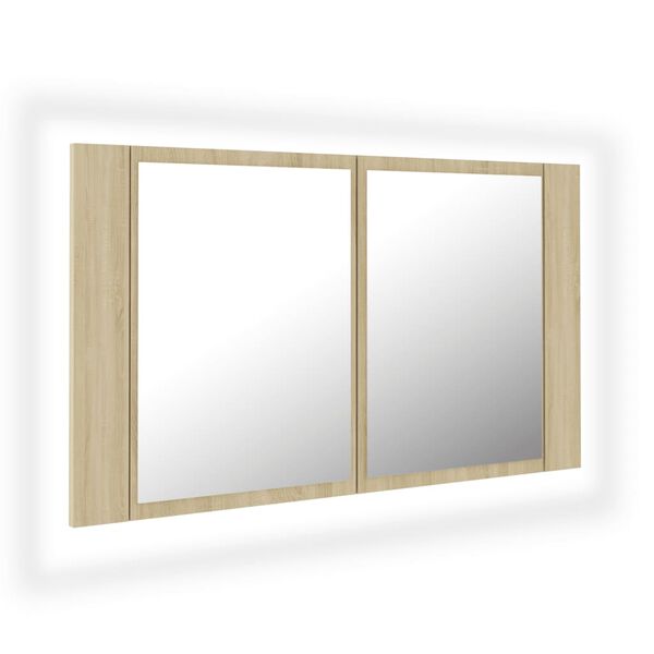 vidaXL Armoire &agrave; miroir &agrave; LED de bain Ch&ecirc;ne sonoma 80x12x45 Acrylique
