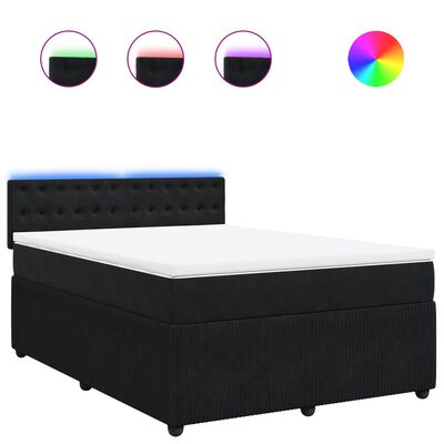 vidaXL Sommier à lattes de lit avec matelas Noir 140x190 cm Velours