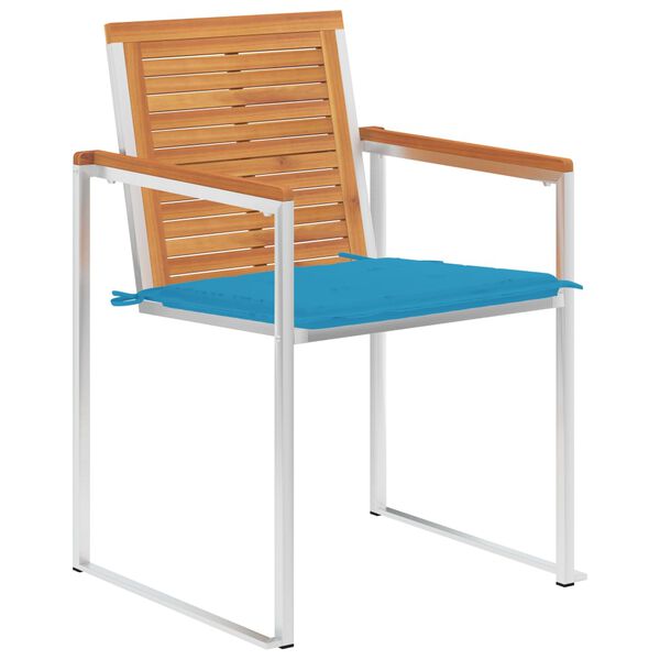 vidaXL Chaises de jardin avec coussins lot de 2 Acacia solide et acier
