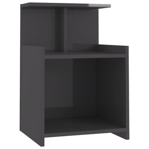 vidaXL Table de chevet Gris brillant 40x35x60 cm Agglom&eacute;r&eacute;