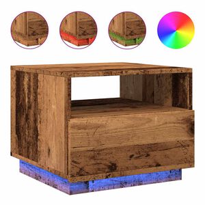 vidaXL Table basse avec lumi&egrave;res LED vieux bois 50x49x40 cm