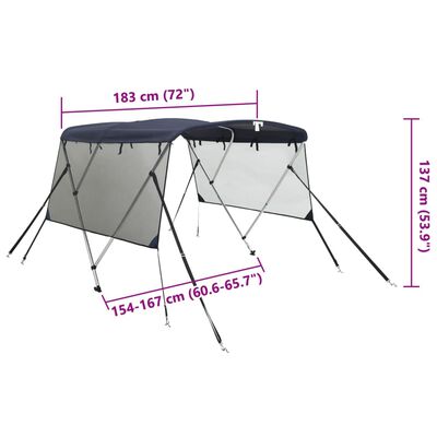 vidaXL Toit bimini à 3 arceaux parois en maille 183x(154-167)x137 cm