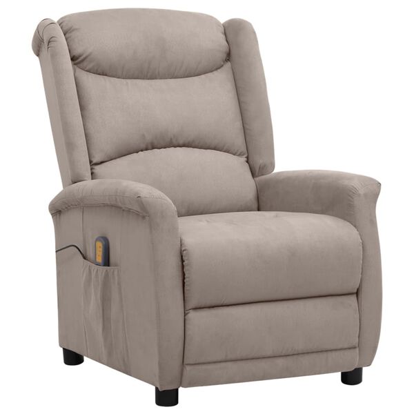 vidaXL Fauteuil de massage Taupe Tissu microfibre