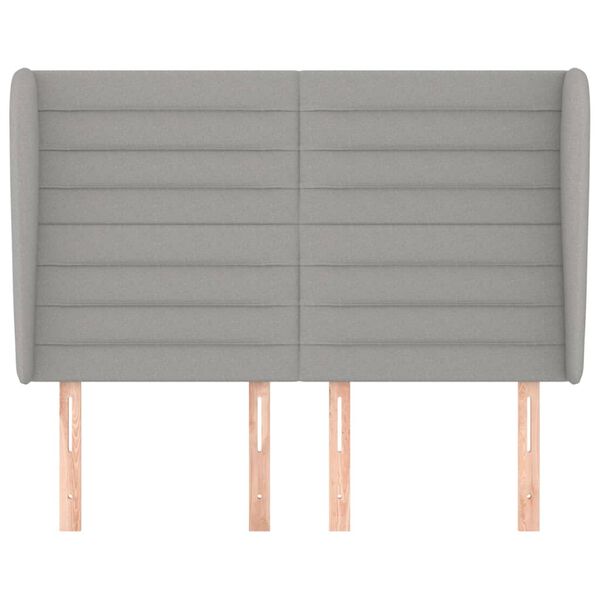 vidaXL T&ecirc;te de lit avec oreilles Gris clair 147x23x118/128 cm Tissu