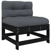 vidaXL Canap&eacute;s centraux avec coussins 2 pcs noir bois de pin massif