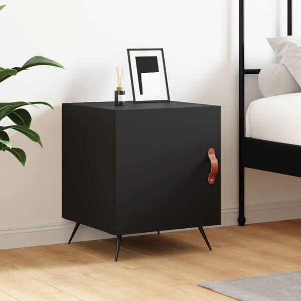 vidaXL Table de chevet noir 40x40x50 cm bois d&rsquo;ing&eacute;nierie