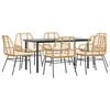 vidaXL Ensemble &agrave; manger jardin coussins 7pcs marron poly rotin verre