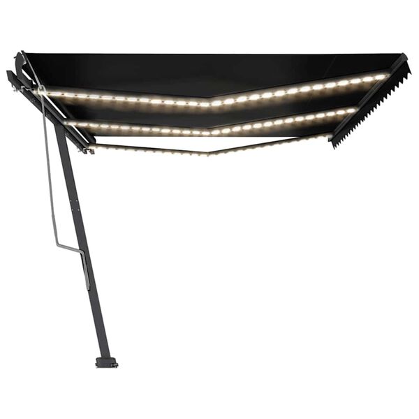 vidaXL Auvent manuel r&eacute;tractable avec LED 600x300 cm Anthracite
