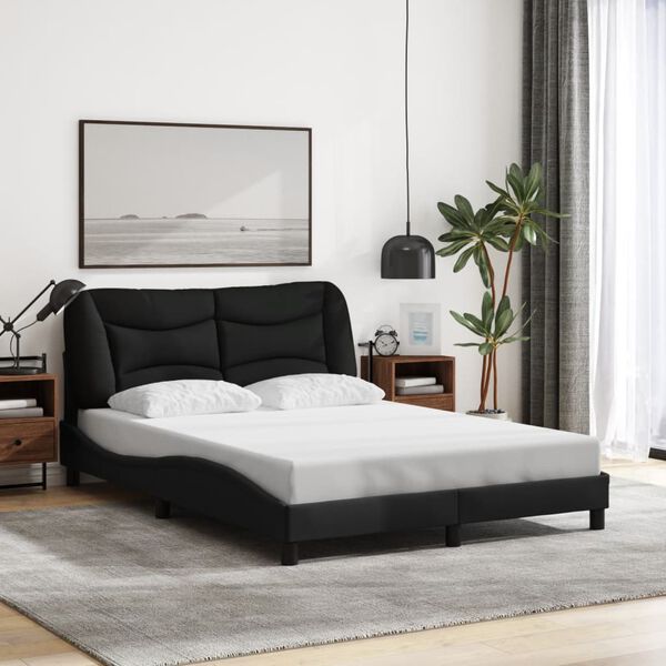vidaXL Cadre de lit sans matelas Hvar noir 140x190 cm tissu