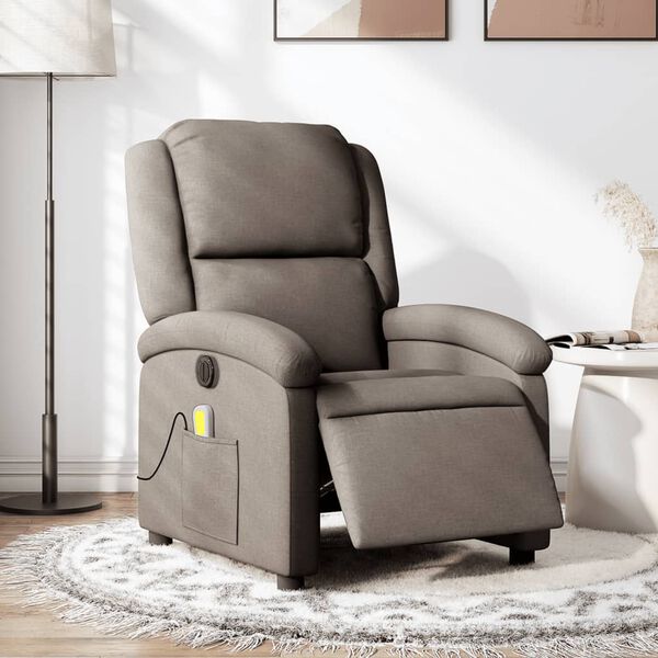 vidaXL Fauteuil de massage inclinable &eacute;lectrique Taupe Tissu