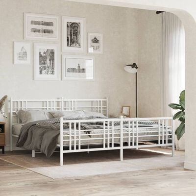 vidaXL Cadre de lit métal sans matelas et pied de lit blanc 200x200 cm