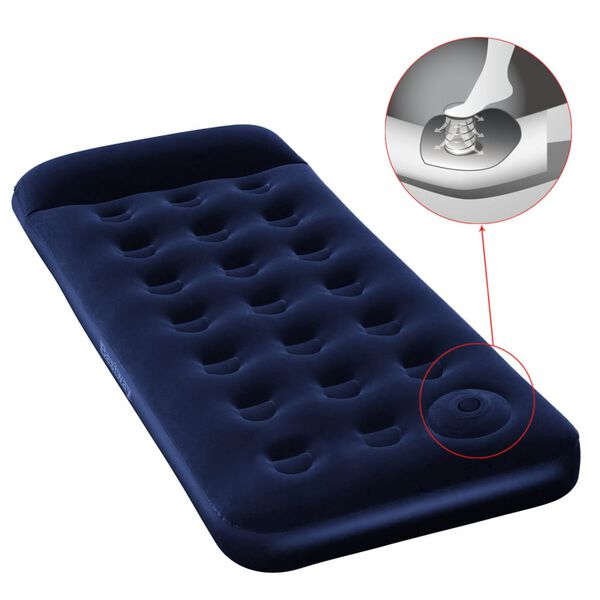 Bestway Lit gonflable floqu&eacute; avec pompe &agrave; pied int&eacute;gr&eacute;e 185x76x28 cm