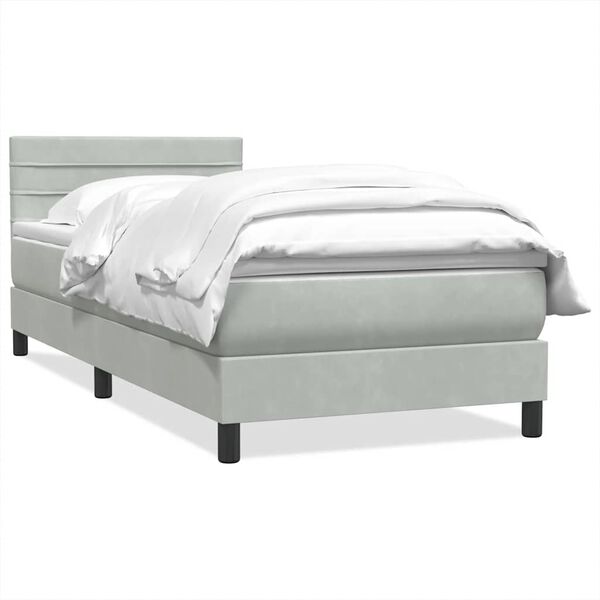 vidaXL Sommier &agrave; lattes de lit et matelas gris clair 80x210 cm velours