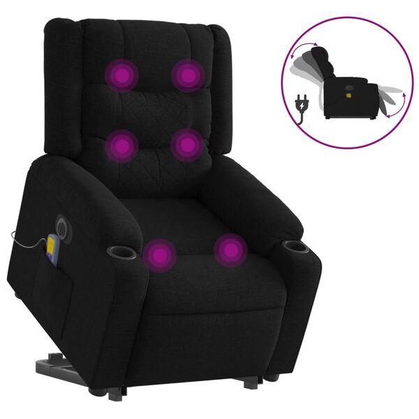 vidaXL Fauteuil inclinable de massage &eacute;lectrique Noir Tissu