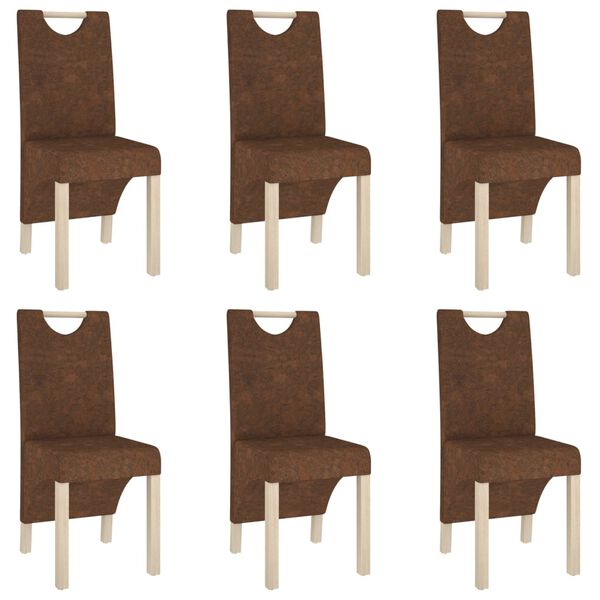vidaXL Chaises &agrave; manger lot de 6 marron similicuir daim