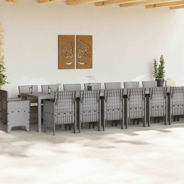 vidaXL Ensemble de salle &agrave; manger de jardin avec coussins 17 pcs