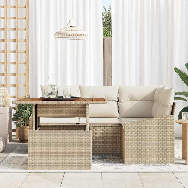 vidaXL Ensemble de salle &agrave; manger pour jardin 5 pcs Beige et cr&egrave;me
