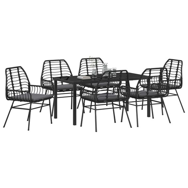 vidaXL Ensemble de salle &agrave; manger pour jardin 7 pcs Noir polyrotin
