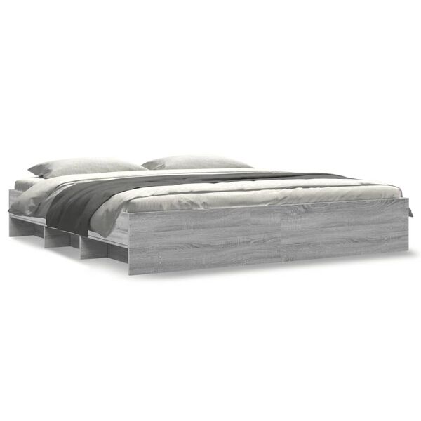 vidaXL Cadre de lit sans matelas sonoma gris 180x200 cm
