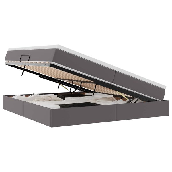 vidaXL Lit avec rangement et matelas Gris 200 x 200 cm Simili cuir