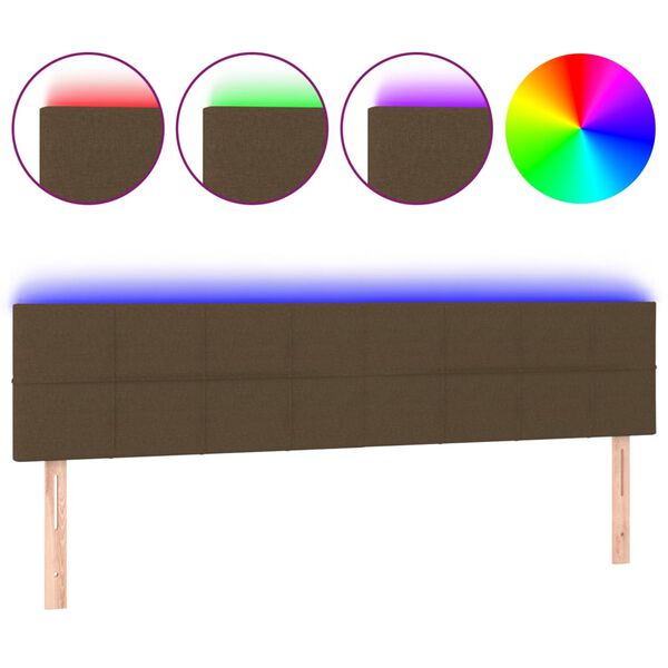 vidaXL T&ecirc;te de lit &agrave; LED Marron Fonc&eacute; 180x5x78/88 cm Tissu