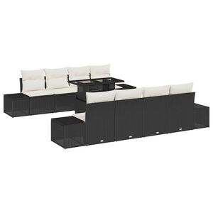 vidaXL Ensemble de canap&eacute; de jardin 9 pc Noir et Cr&egrave;me polyrotin