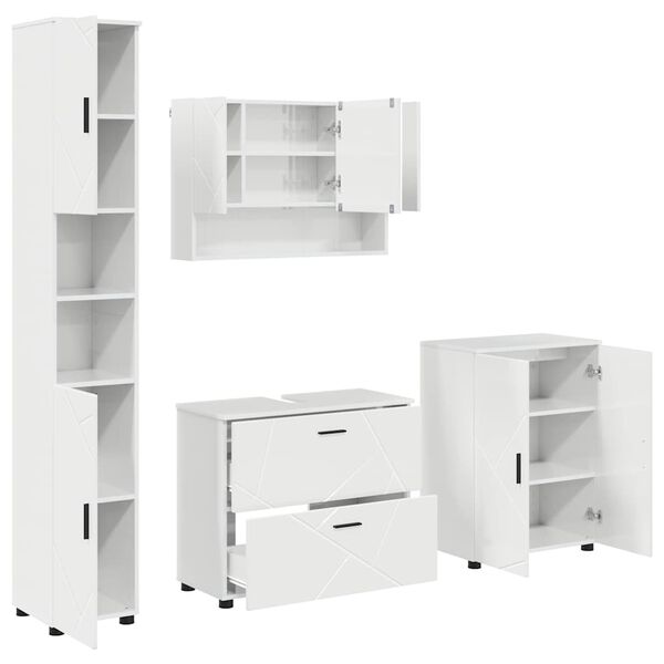 vidaXL Ensemble de mobilier de salle de bain 4 pcs Blanc brillant