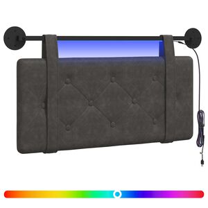 vidaXL T&ecirc;te de lit suspendue Avec lumi&egrave;re LED Noir PU antique