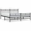 vidaXL Cadre de lit m&eacute;tal sans matelas avec pied de lit noir 183x213cm