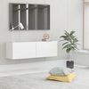 vidaXL Meuble TV Blanc brillant 100x30x30 cm Bois d&rsquo;ing&eacute;nierie