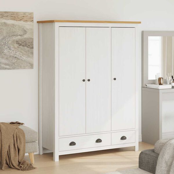 vidaXL Garde-robe &agrave; 3 portes Hill Blanc 127x50x170 cm Bois pin solide