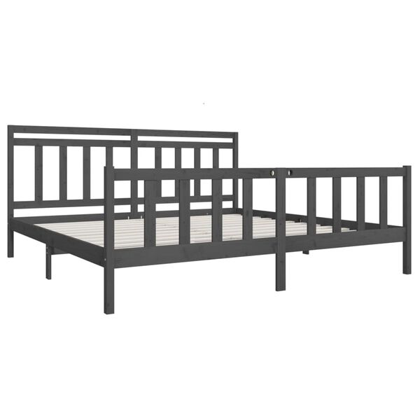 vidaXL Cadre de lit sans matelas gris bois massif 200x200 cm