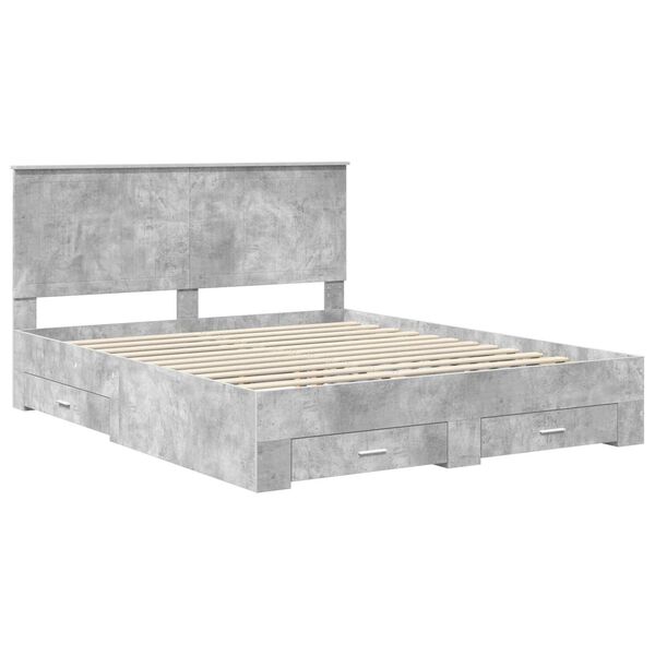 vidaXL Cadre de lit Gris b&eacute;ton 160 x 200 cm Bois d'ing&eacute;nierie