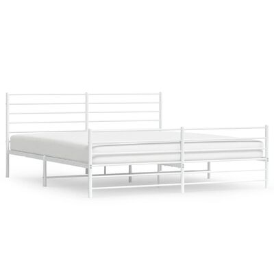 vidaXL Cadre de lit métal sans matelas et pied de lit blanc 200x200 cm