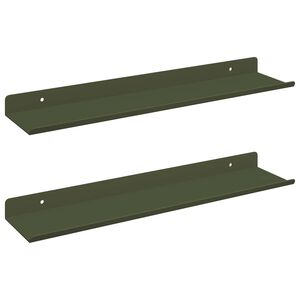 vidaXL &Eacute;tag&egrave;re flottante 2 pcs Vert olive 40 x 9 x 2,5 cm Acier