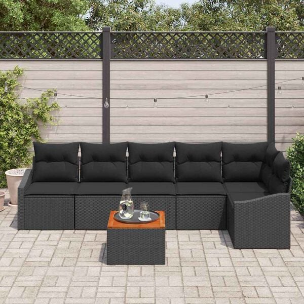 vidaXL Ensemble de canap&eacute; de jardin avec stockage 7 pcs Noir polyrotin