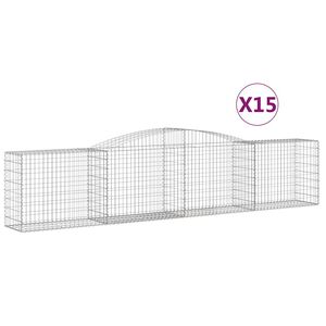 vidaXL Paniers &agrave; gabions arqu&eacute;s 15 pcs 400x50x80/100 cm Fer galvanis&eacute;