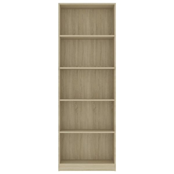 vidaXL Biblioth&egrave;que &agrave; 5 niveaux Ch&ecirc;ne sonoma Bois d&rsquo;ing&eacute;nierie