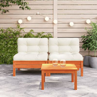 vidaXL Canapé de jardin sans accoudoirs coussins 2 pcs bois massif pin