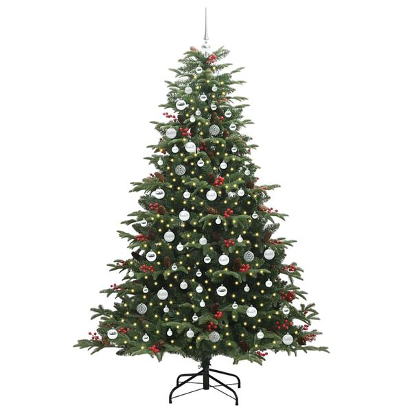 vidaXL Sapin de No&euml;l artificiel Vert 210 cm PVC, m&eacute;tal et plastique